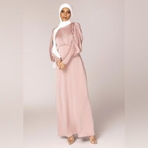 Veiled Collection Dusty Pink Batwing Satin Maxi Dress